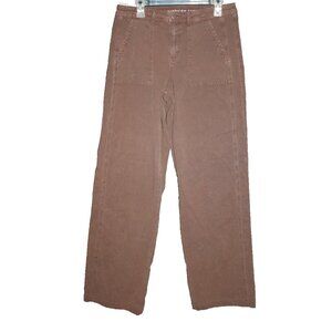 American Eagle Stovepipe Utility Pants Brown High Rise Straight Size 10 Long